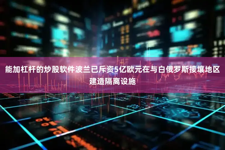 能加杠杆的炒股软件波兰已斥资5亿欧元在与白俄罗斯接壤地区建造隔离设施